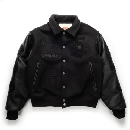 Black Leather Varsity Jacket