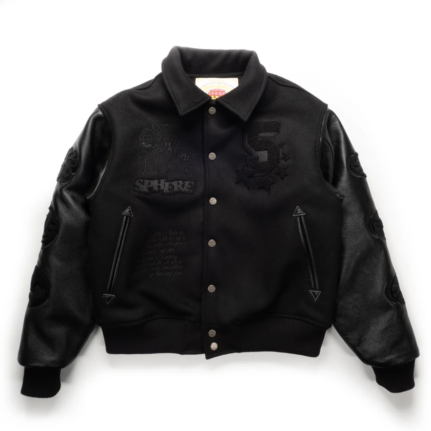 DSC03192 Black Leather Varsity Jacket