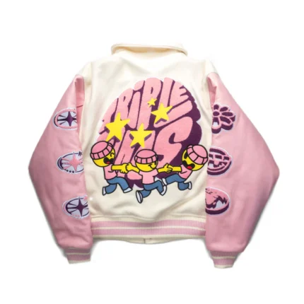 Pink Leather Varsity Jacket